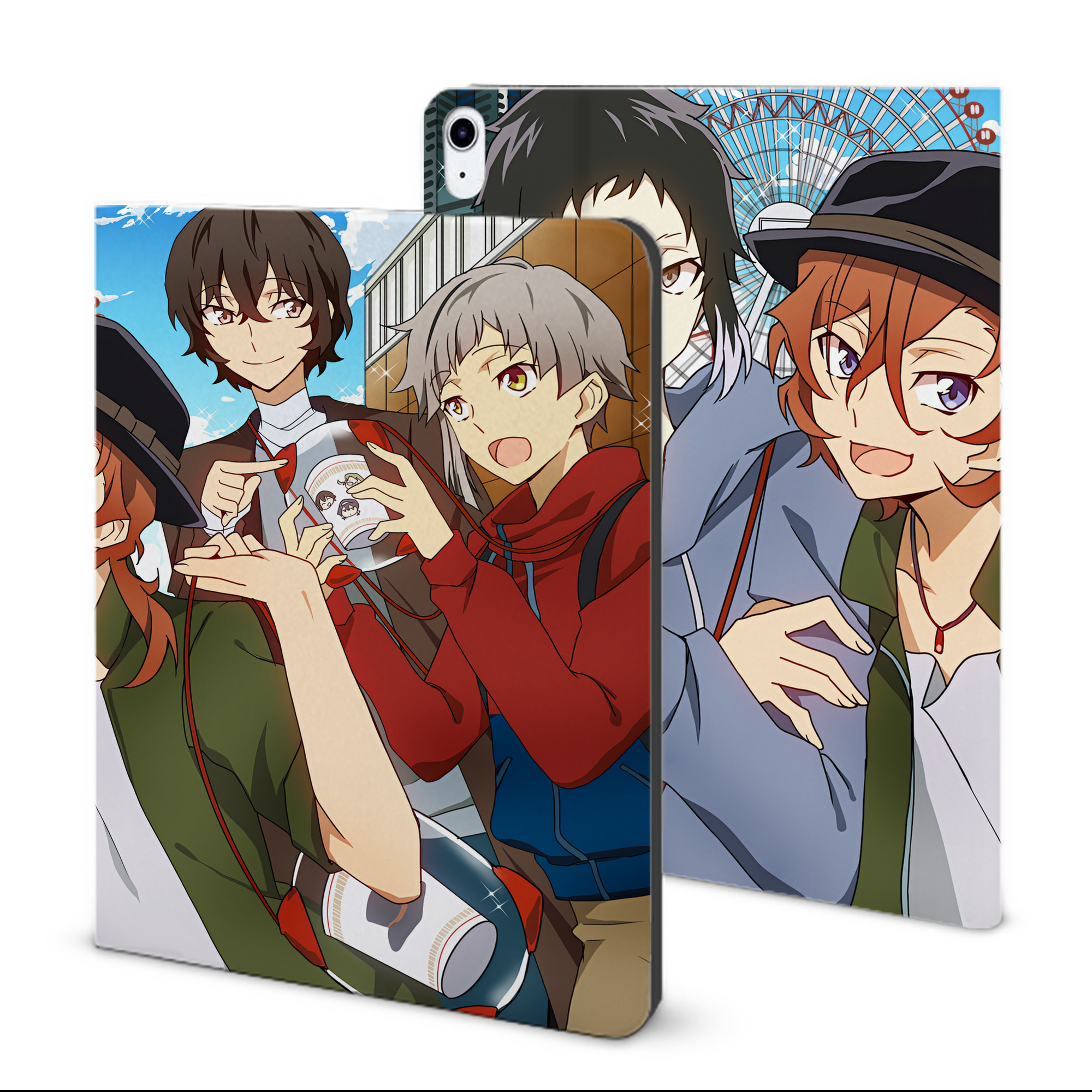 （画像用） 文豪ストレイドッグス Bungo Stray Dogs IPad ケース ブック型 PUレザー TPU 耐衝撃 軽量 薄型 ペン収納なし 全面保護 IPad 各モデル対応